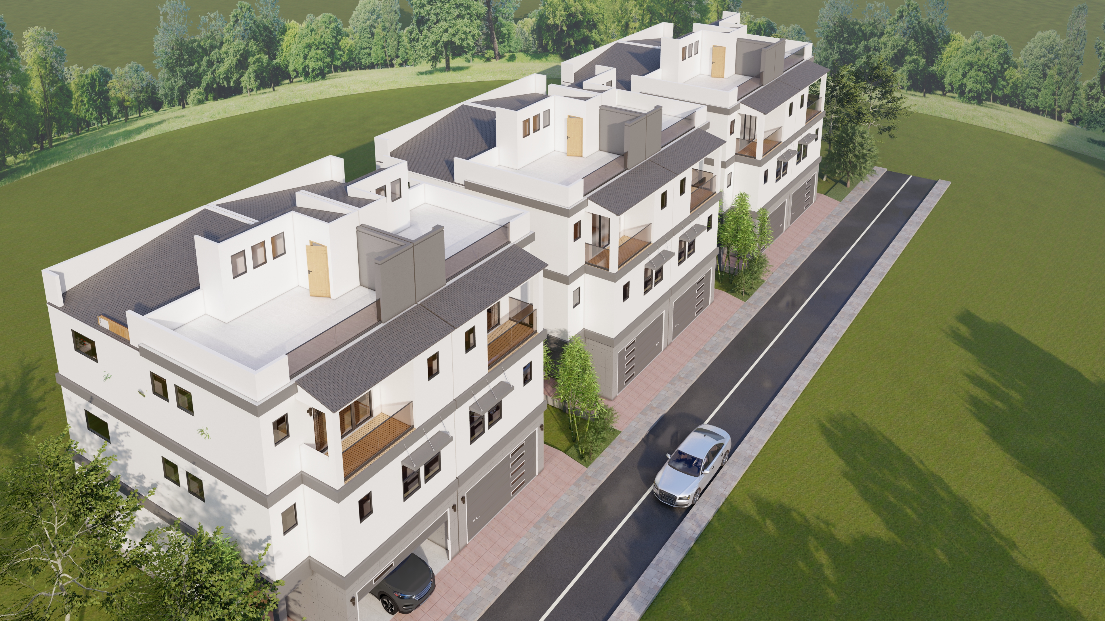 Aerial view of the townhome community